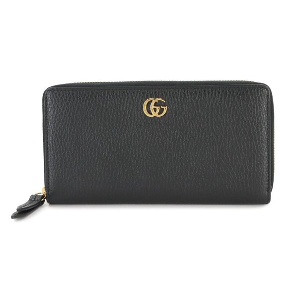 GUCCI GG Marmont Zipped Around Long Wallet Leather Black 456117 90273309 - Picture 1 of 14